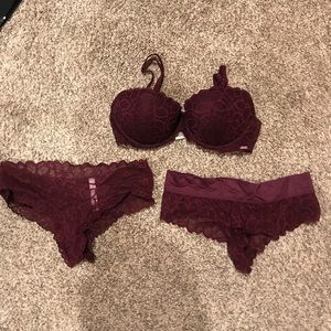 Burgundy Panty (3) and bra set